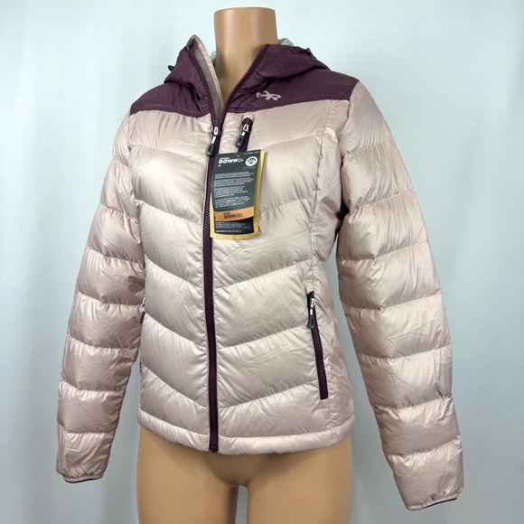 NWT Outdoor Research Womens S Transcendent 650 Goose Down Jacket Cacao Dune $269